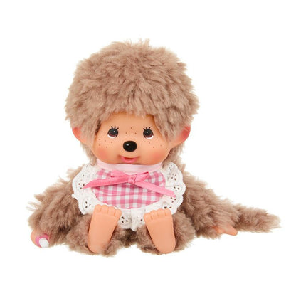 Monchhichi | Fluffy Curly Sweet Brown Plush Dolls Plush Toy H19 x W13 x D7.5cm (Pink)