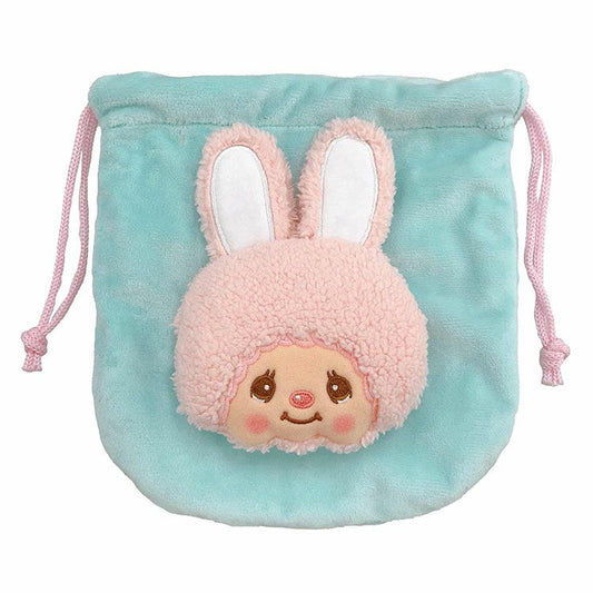 Monchhichi | Plush Drawstring Bag Pouch H19×W17.5×D4cm (Smile Chimutan)