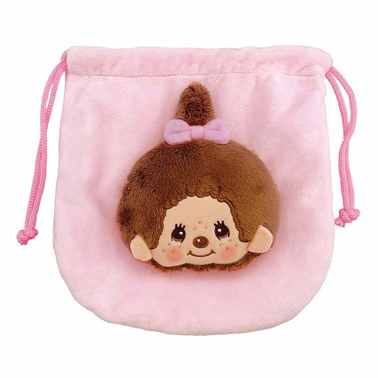 Monchhichi | Plush Drawstring Bag Pouch H19×W17.5×D4cm (Smile Girl)