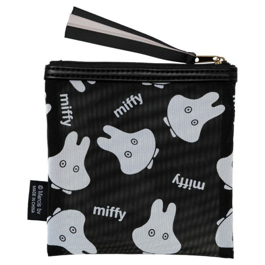 MIFFY | Mesh Flat Pouch Square Mini Pouch 140 x 140mm (Black Ghost)