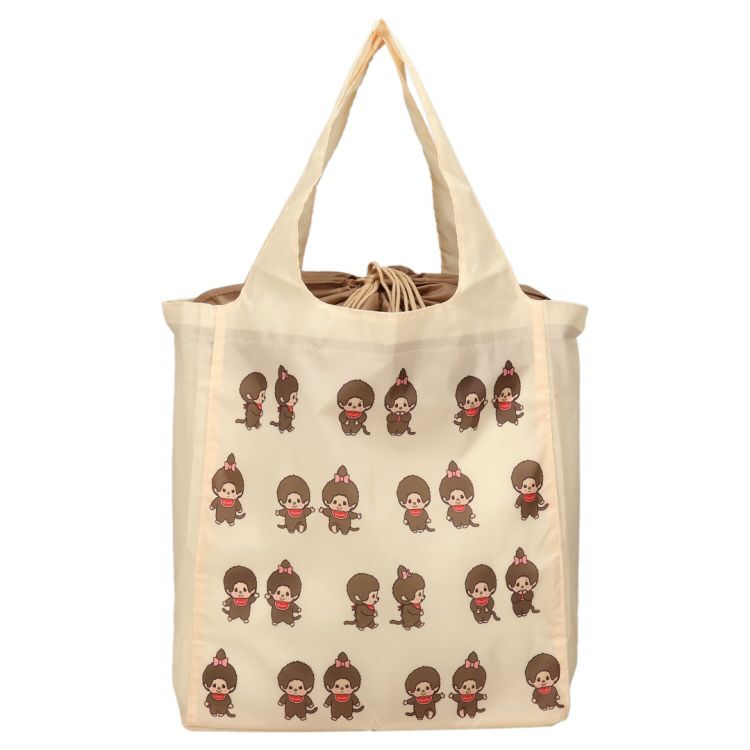 Monchhichi | Foldable Eco Shopping Bag & Bottom Plate 340×380×160mm (Beige)