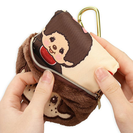 Monchhichi | Foldable Eco Shopping Bag 310×380×130mm & Mascot Pouch 110×110mm (Beige Love - Boy)