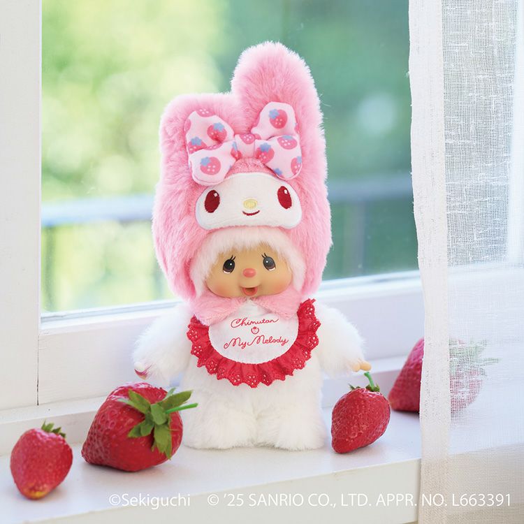 Monchhichi x Sanrio | Plush Keychain Bag Charm Mascot Holder 180x110x60mm (Chimtan x My Melody)