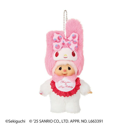 Monchhichi x Sanrio | Plush Keychain Bag Charm Mascot Holder 180x110x60mm (Chimtan x My Melody)