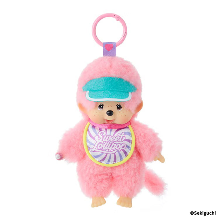 Monchhichi | Plush Keychain Bag Charm 160x85x75mm (Monchhichi-chan : Sweet Lollipop Pink)