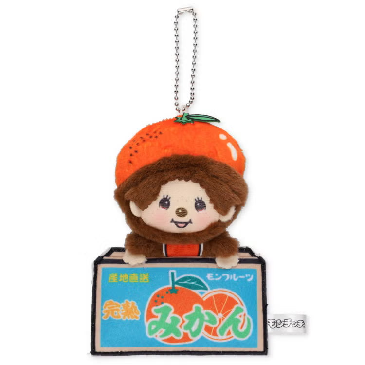 Monchhichi | Mascot Keychain Bag Charm Keychain 130x90x30mm (Peeking Fruit Monchhichi/Mandarin Orange