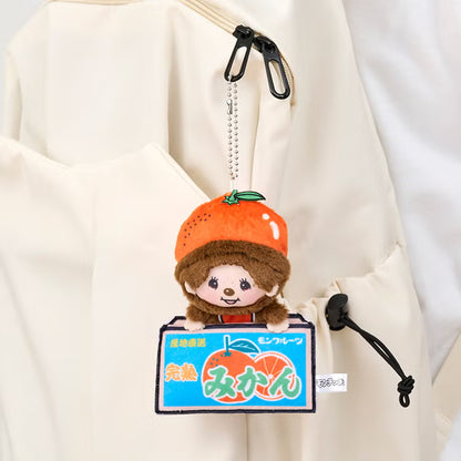 Monchhichi | Mascot Keychain Bag Charm Keychain 130x90x30mm (Peeking Fruit Monchhichi/Mandarin Orange