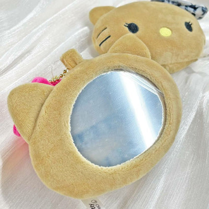SANRIO | Hello Kitty Plush Mirror Keychain Bag Charm 100x90x55mm (Tanned Nostalgic 90s Hibiscus)