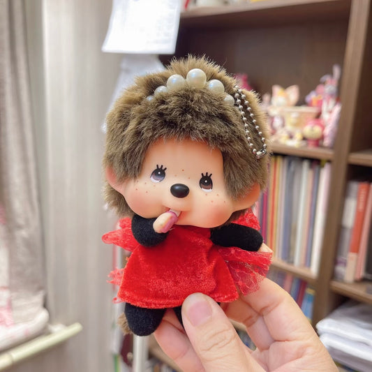 Monchhichi | Red Dress Mascot  Holder Bag Charm Keychain 130mm Approx. (Big Head)