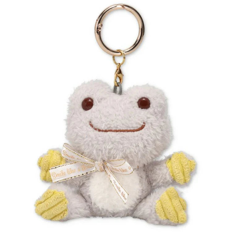 Pickles The Frog | Carabiner Plush Keychain Mascot Holder H9×W9.5×D5.5Cm (Smile Hop Gray Yellow)