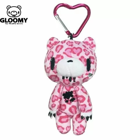 Gloomy Bear | Pink Mascot Holder Bag Charm Plush Keychain with Carabiner 115×70mm (Leopard Print)