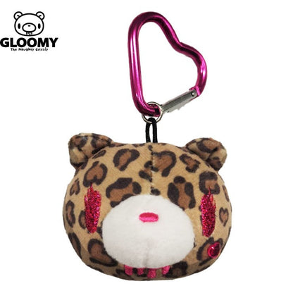Gloomy Bear | Brown Leopard Print Tote Bag with Keychain Heart Carabiner 380×280mm