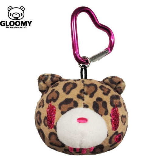 Gloomy Bear | Brown Leopard Print Tote Bag with Keychain Heart Carabiner 380×280mm