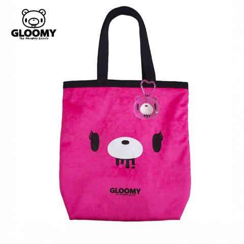 Gloomy Bear | Pink Tote Bag with Keychain Heart Carabiner 380×280mm