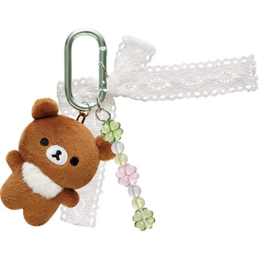 SAN-X | Rilakkuma Chairoikoguma Plush Keychain Bag Charm with Carabiner 70x55x30mm (Chairoikoguma's Kumakyun Days)