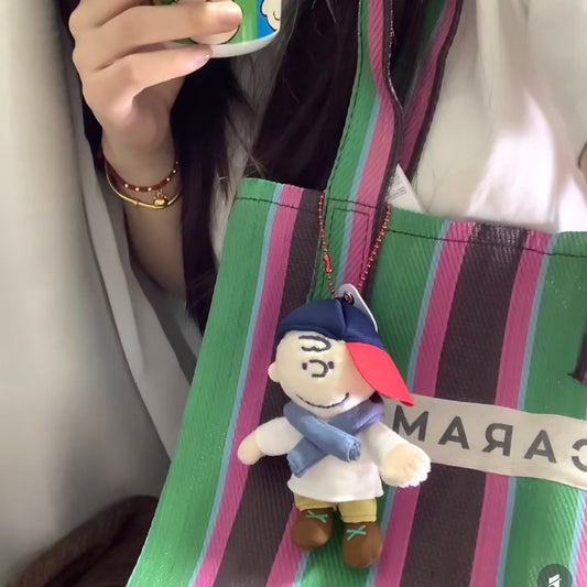 USJ | PEANUTS Snoopy Charlie Brown Plush Keychain Bag Charm W10.3cm×H12.4cm×D3.9cm