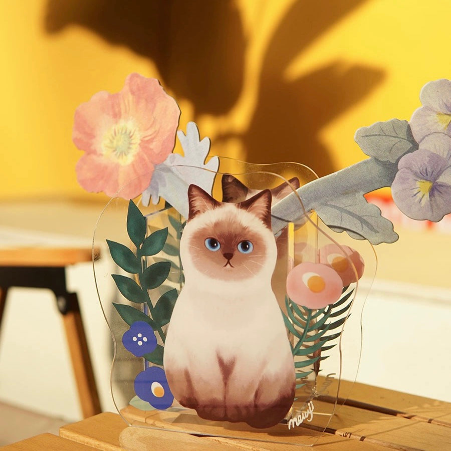 Mewji Cat Acrylic Vase Pen Stand (Bg) /