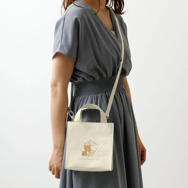 SAN-X | Rilakkuma Beige 2Way Mini Shoulder Bag 180×200×70mm (Umbrella Rain then Sunny)