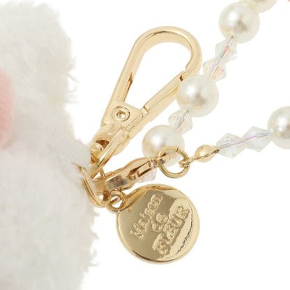 Maison de FLEUR × Sanrio characters | Hello Kitty Mascot Holder Bag Charm Keychain with Pearl Chain 10 x 12cm (Limited