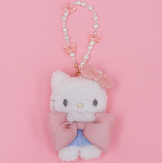 Maison de FLEUR × Sanrio characters | Hello Kitty Mascot Holder Bag Charm Keychain with Pearl Chain 10 x 12cm (Limited