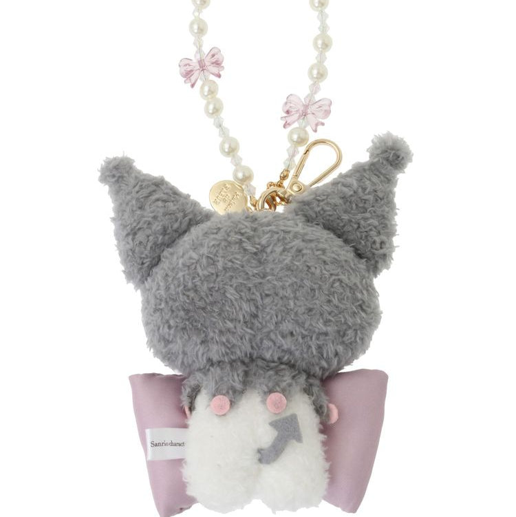 Maison de FLEUR × Sanrio characters | Kuromi Mascot Holder Bag Charm Keychain with Pearl Chain 10 x 12cm (Limited
