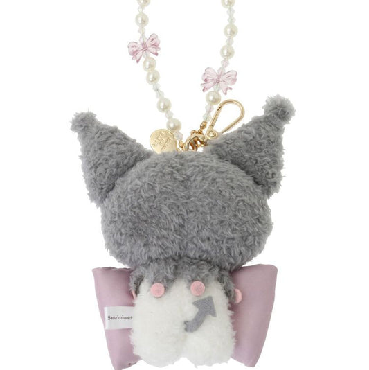 Maison de FLEUR × Sanrio characters | Kuromi Mascot Holder Bag Charm Keychain with Pearl Chain 10 x 12cm (Limited