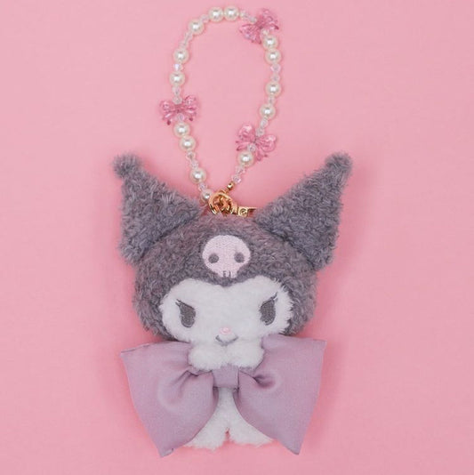 Maison de FLEUR × Sanrio characters | Kuromi Mascot Holder Bag Charm Keychain with Pearl Chain 10 x 12cm (Limited