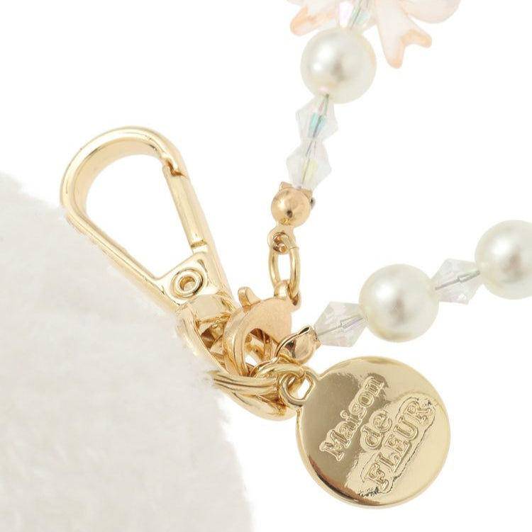 Maison de FLEUR × Sanrio characters | Cogimyun Mascot Holder Bag Charm Keychain with Pearl Chain 10 x 12cm (Limited