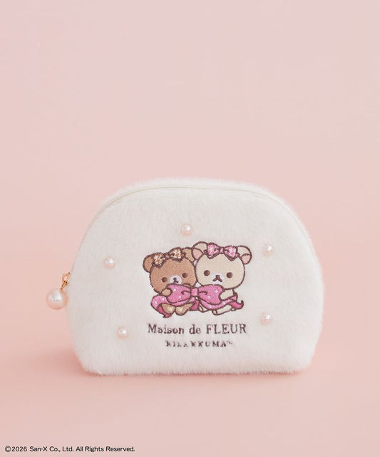 Maison de FLEUR  x Rilakkuma |  Fur Round Pouch 70X120X180mm