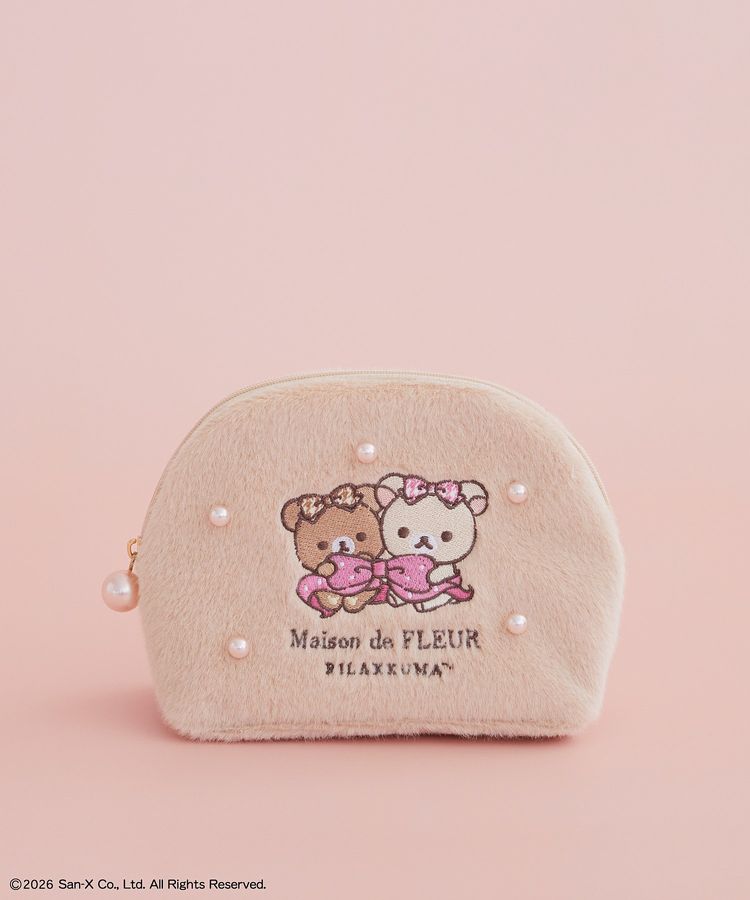 Maison de FLEUR  x Rilakkuma |  Fur Round Pouch 70X120X180mm