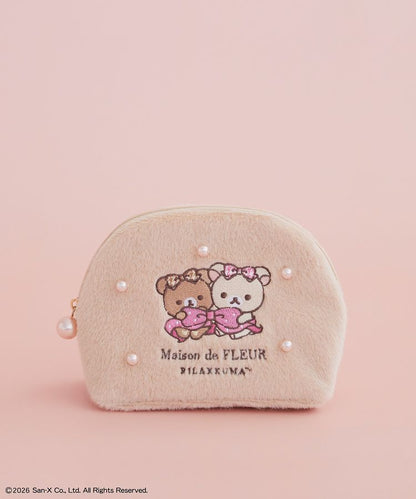 Maison de FLEUR  x Rilakkuma |  Fur Round Pouch 70X120X180mm