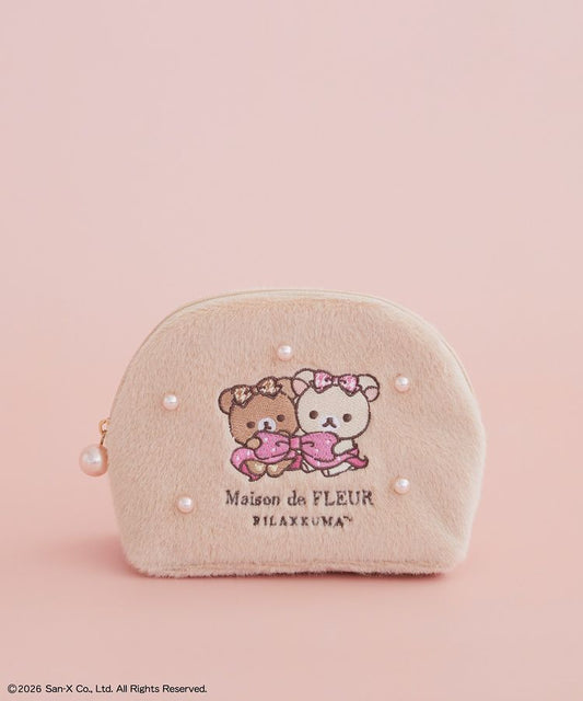 Maison de FLEUR  x Rilakkuma |  Fur Round Pouch 70X120X180mm