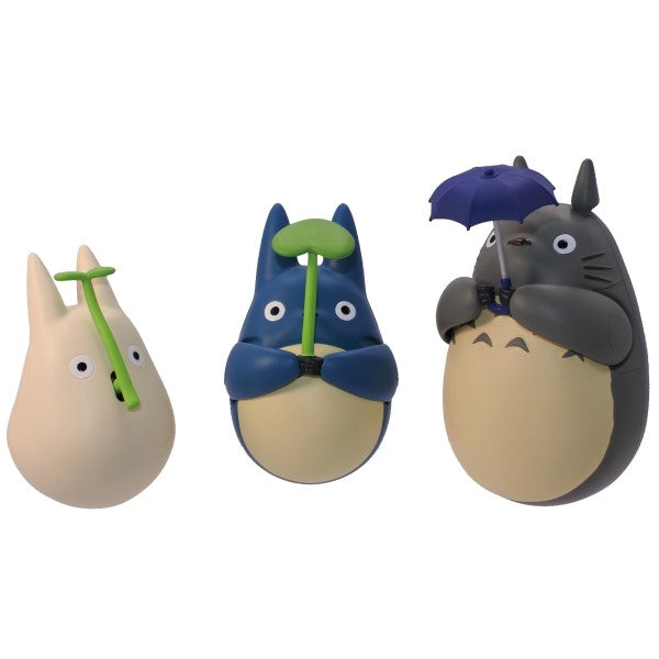 Studio Ghibli | Round Bottomed Figurine Middle Totoro with Leaf! Dondoko Blue Totoro H58 mm (My Neighbor Totoro)