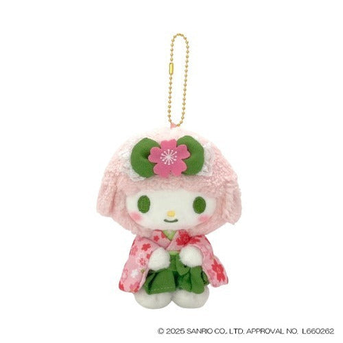 SANRIO | My Sweet Piano Mascot Holder Plush Keychain 105×115×90mm (Matcha Sakura Kimono)