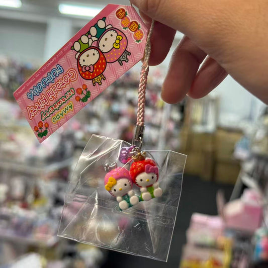 SANRIO | Hello Kitty Mascot Phone Charm Keychain (Strawberry)