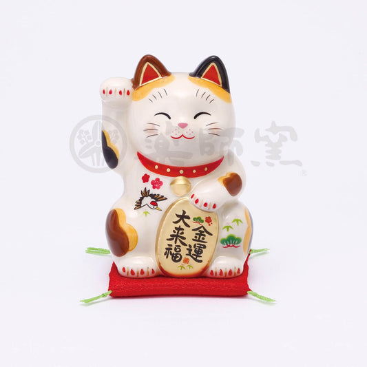 Yakushigama | Colored Painting Maneki-Neko Lucky Cat 8.5Cm|7843 药师窑 招财猫陶瓷摆件