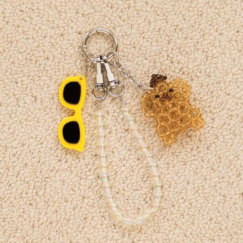 SANRIO x LOWRYS FARM | Pompompurin Bead Key Charm Keychain 50x45mm (Brown)