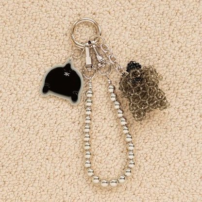 SANRIO x LOWRYS FARM | Pompompurin Bead Key Charm Keychain 50x45mm (Black)