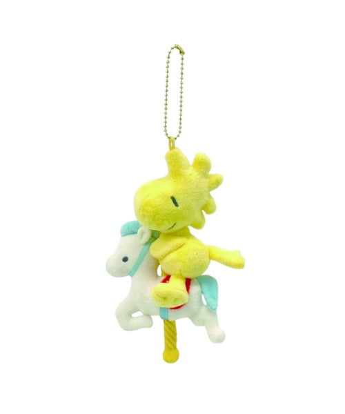 PEANUTS | Snoopy Woodstock Plush Keychain Bag Charm Mascot Holder 70x90x140mm (Amusement Park Merry-Go-Round)
