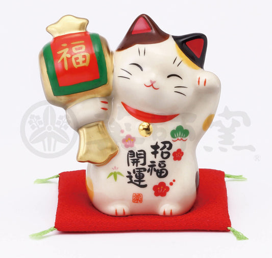 Yakushigama | Maneki-Neko Lucky Cat 8.5Cm 药师窑 招财猫陶瓷摆件 1 -7865