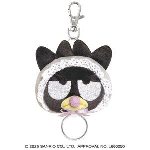 SANRIO | Bad Badtz-Maru Face Shape Mascot Holder Plush Keychain Bag Charm with Reel H130×W120×D40mm (Baby)