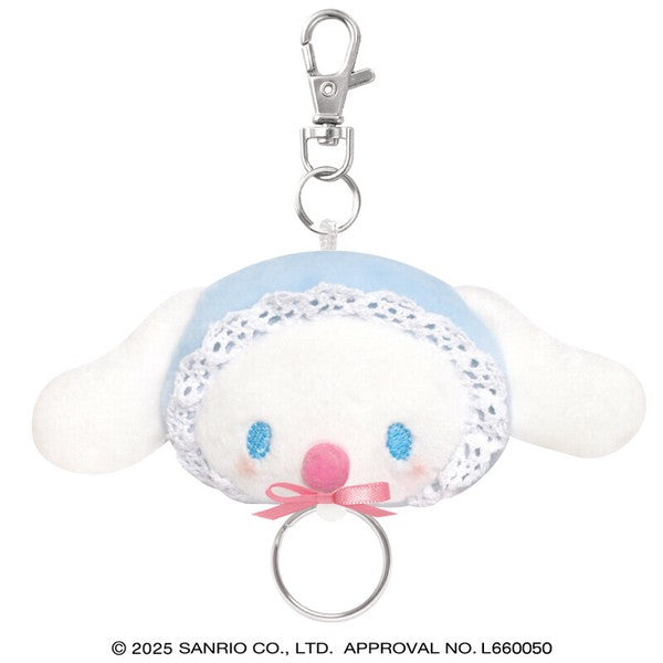 SANRIO | Cinnamoroll Face Shape Mascot Holder Plush Keychain Bag Charm with Reel H130×W120×D40mm (Baby)