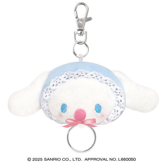 SANRIO | Cinnamoroll Face Shape Mascot Holder Plush Keychain Bag Charm with Reel H130×W120×D40mm (Baby)