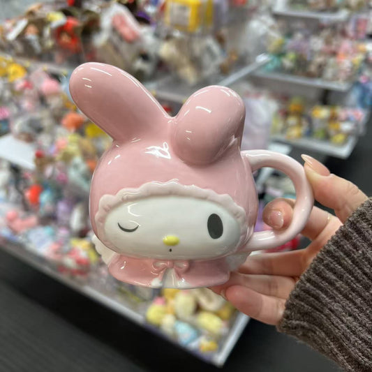 SANRIO | My Melody Face-shaped Mug W12×D10×H9 (My Melody 50th Anniversary & Kuromi 20th Anniversary/Black Pink Party)