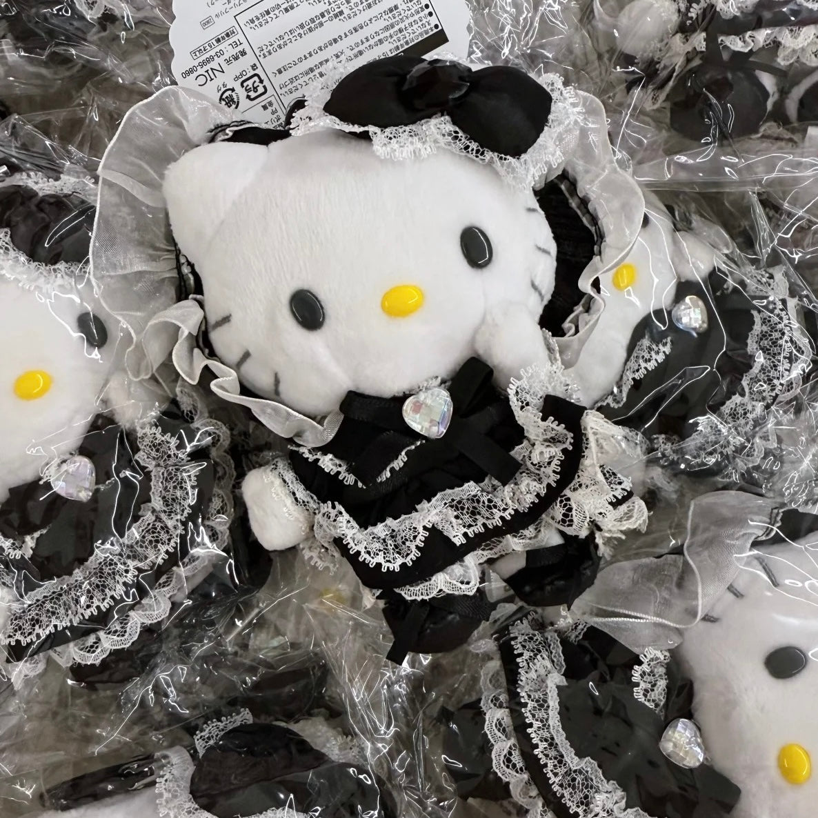 SANRIO | Hello Kitty Lolita Black Plush Mascot Keychain Bag Charm H120×W85×D65mm Vol.2 (Lovely Frill Ver.)