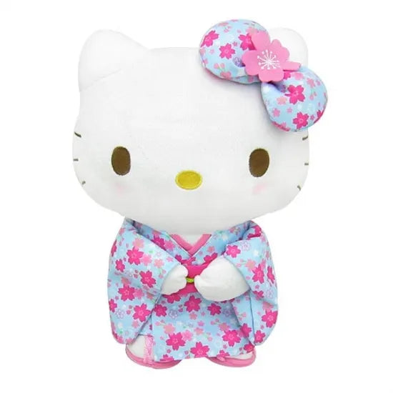 SANRIO | Light Blue Sakura Kimono Plush Toy M 30×21×15cm (Hello KItty)