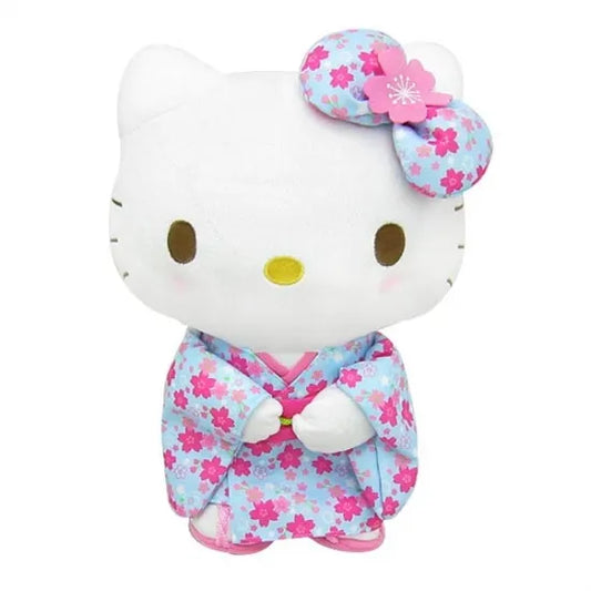 SANRIO | Light Blue Sakura Kimono Plush Toy M 30×21×15cm (Hello KItty)