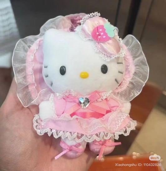 SANRIO | Hello Kitty Lolita Pink Plush Mascot Keychain Bag Charm H120×W85×D65mm Vol.2 (Lovely Frill Ver.)