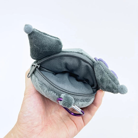 SANRIO | Kuromi Mini Pouch with Carabiner Bag Charm Plush keychain 185x120x55mm (Y2K)