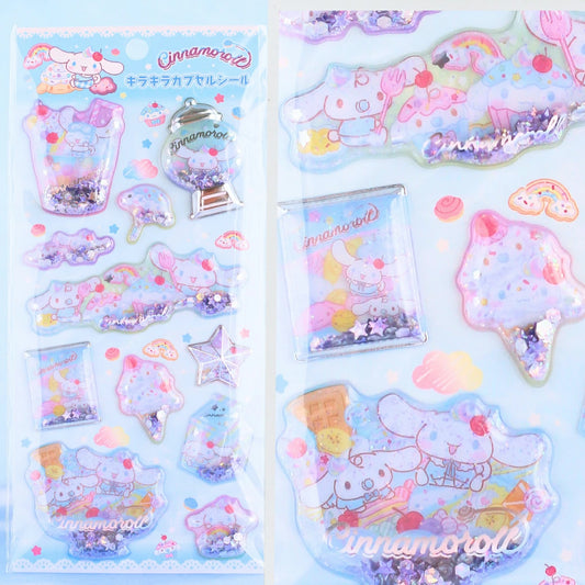 SANRIO | Cinnamoroll Shake Shake Capsule Seal Sticker 90×200mm (Party 3D)